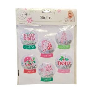 Dolly Parton Christmas Stickers 6 Pc Snow Globe Puffy Holiday Winter Disco Pink